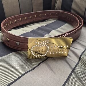Apple Bottoms Maroon Belt with Gold Studded Buckle